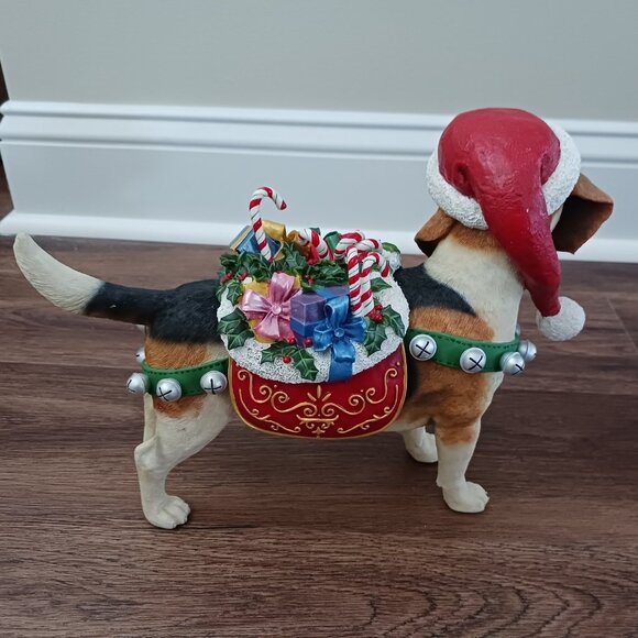 Danbury Mint Retired Large Christmas Santa Beagle Statue Figurine Dog READ - Picture 4 of 7